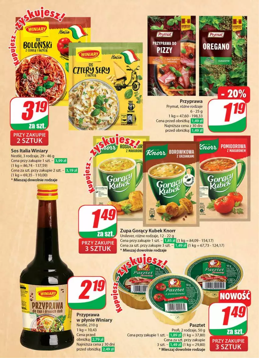 Gazetka promocyjna Dino - Gazetka 38 / 2024 - ważna 18.09 do 24.09.2024 - strona 22 - produkty: Knorr, Kubek, Pasztet, Prymat, Przyprawa w płynie, Sos, Winiary, Zupa