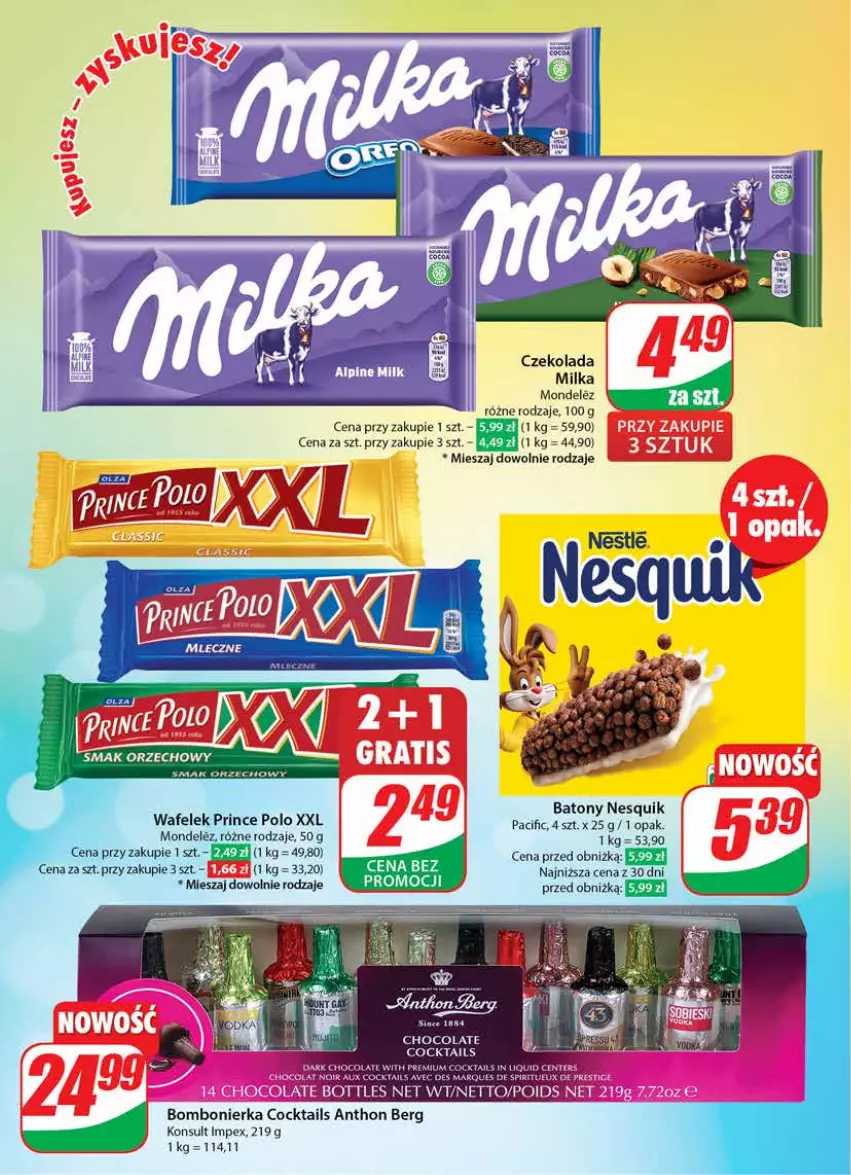 Gazetka promocyjna Dino - Gazetka 38 / 2024 - ważna 18.09 do 24.09.2024 - strona 4 - produkty: Baton, Cif, Czekolada, Gin, Milka, Nesquik, Prince Polo, Wafelek