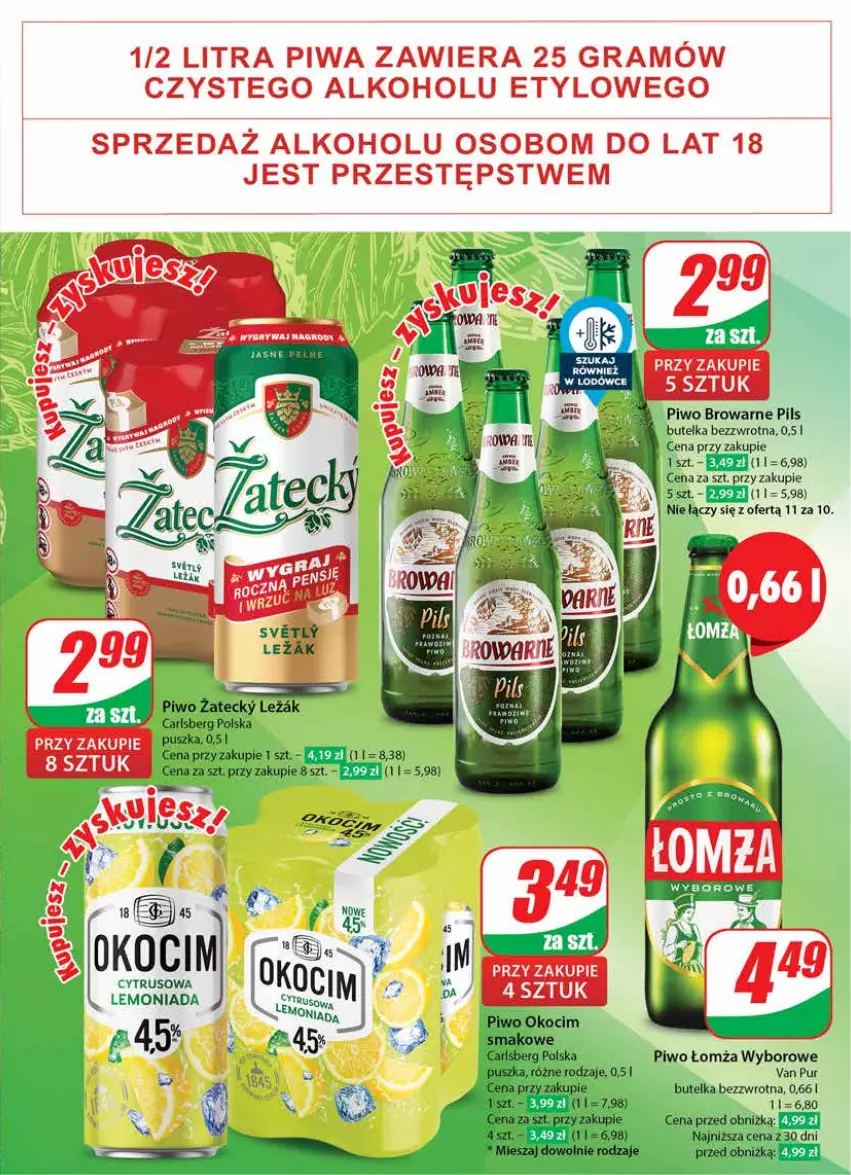 Gazetka promocyjna Dino - Gazetka 38 / 2024 - ważna 18.09 do 24.09.2024 - strona 45 - produkty: Carlsberg, Gra, Koc, Lemoniada, Okocim, Piwa, Piwo, Pur