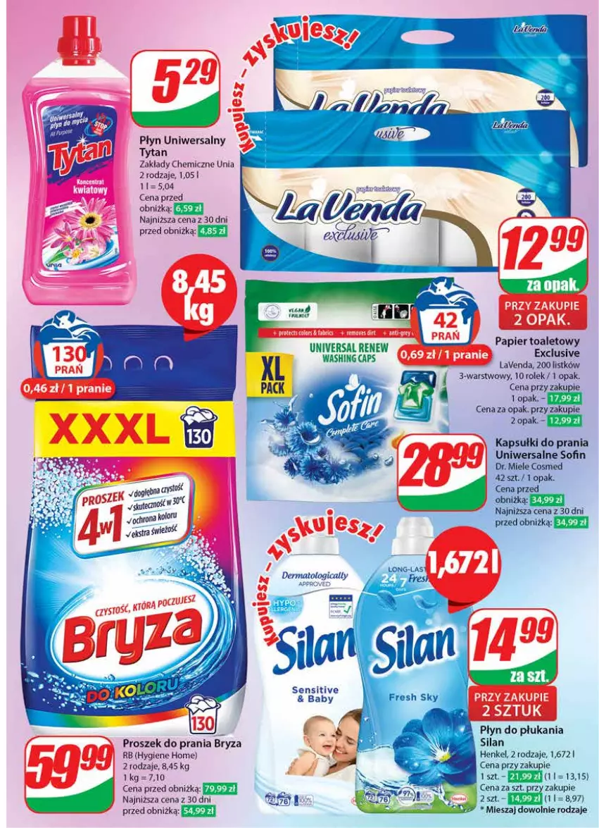 Gazetka promocyjna Dino - Gazetka 38 / 2024 - ważna 18.09 do 24.09.2024 - strona 66 - produkty: Bryza, Kapsułki do prania, Papier, Papier toaletowy, Płyn do płukania, Proszek do prania, Silan, Tytan