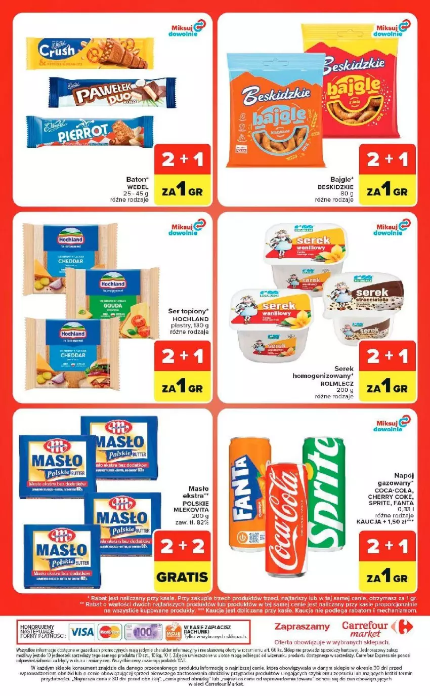Gazetka promocyjna Carrefour - Gazetka Market w SUMIE ekspresowe zakupy - ważna 22.09 do 28.09.2026 - strona 12 - produkty: Bajgle, Baton, Beskidzki, Fa, Fanta, Gouda, Hochland, Mleko, Napój, Napój gazowany, Rolmlecz, Ser, Ser topiony, Serek, Serek homogenizowany, Sprite, Stek, Top