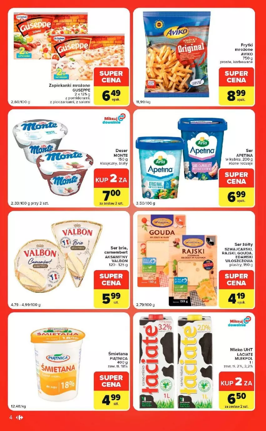 Gazetka promocyjna Carrefour - Gazetka Market w SUMIE ekspresowe zakupy - ważna 22.09 do 28.09.2026 - strona 4 - produkty: Brie, Camembert, Cars, Deser, Edam, Fa, Frytki, Gin, Gouda, Monte, Piątnica, Piec, Pieczarka, Salami, Ser