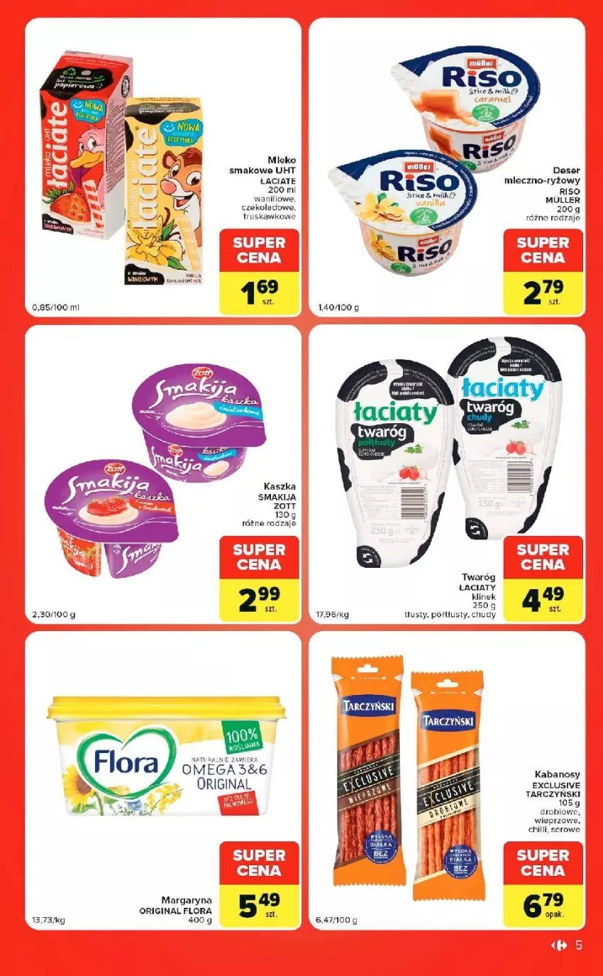 Gazetka promocyjna Carrefour - Gazetka Market w SUMIE ekspresowe zakupy - ważna 22.09 do 28.09.2026 - strona 5 - produkty: Deser, Fa, Flora, Gin, Kabanos, Margaryna, Mleko, Mleko smakowe, Papier, Ryż, Ser, Smakija, Sos, Twaróg, Zott