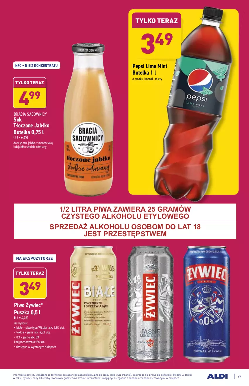 Gazetka promocyjna Aldi - ważna 02.11 do 06.11.2021 - strona 29 - produkty: Gra, Pepsi, Piwa, Piwo, Sok, Tera