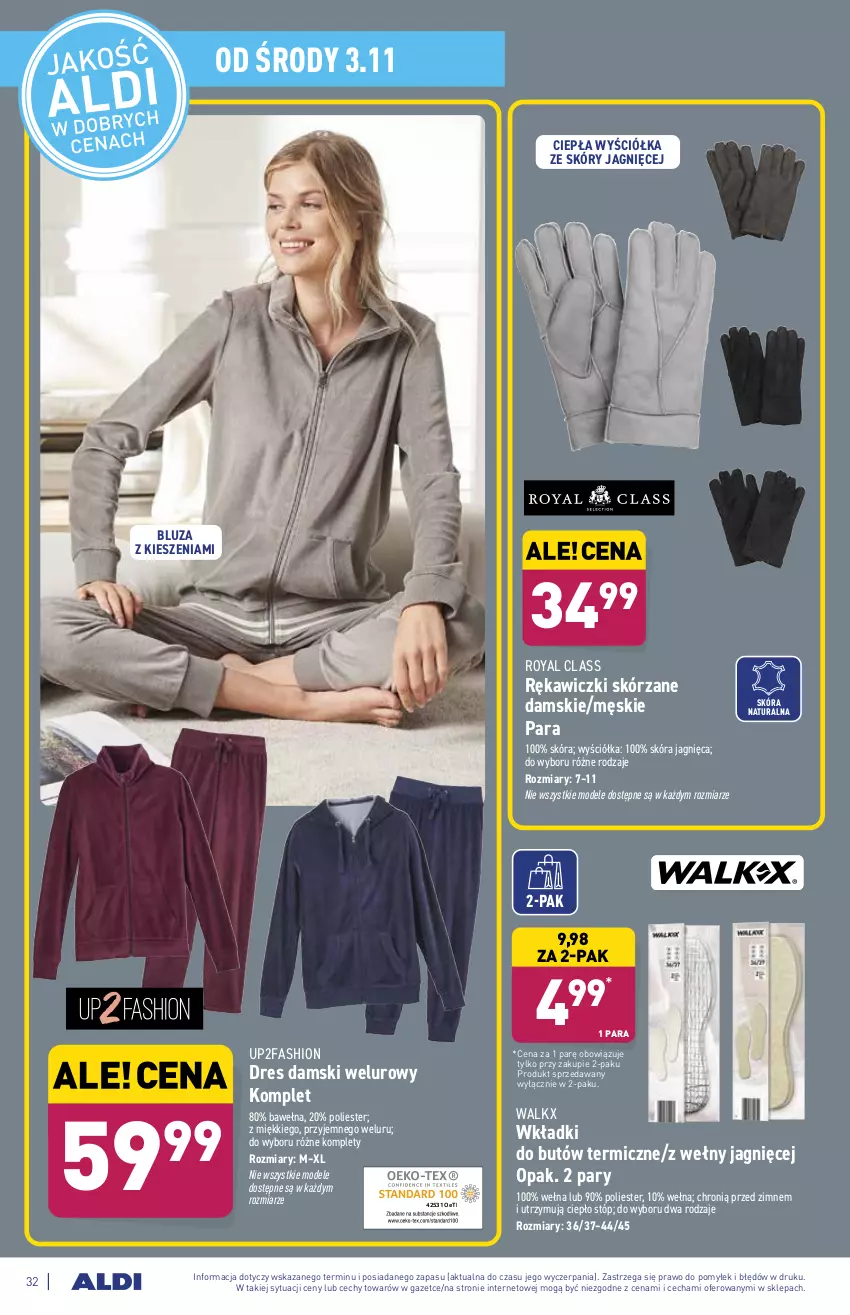 Gazetka promocyjna Aldi - ważna 02.11 do 06.11.2021 - strona 32 - produkty: Bluza, Dres, Fa, Wełna, Wkładki