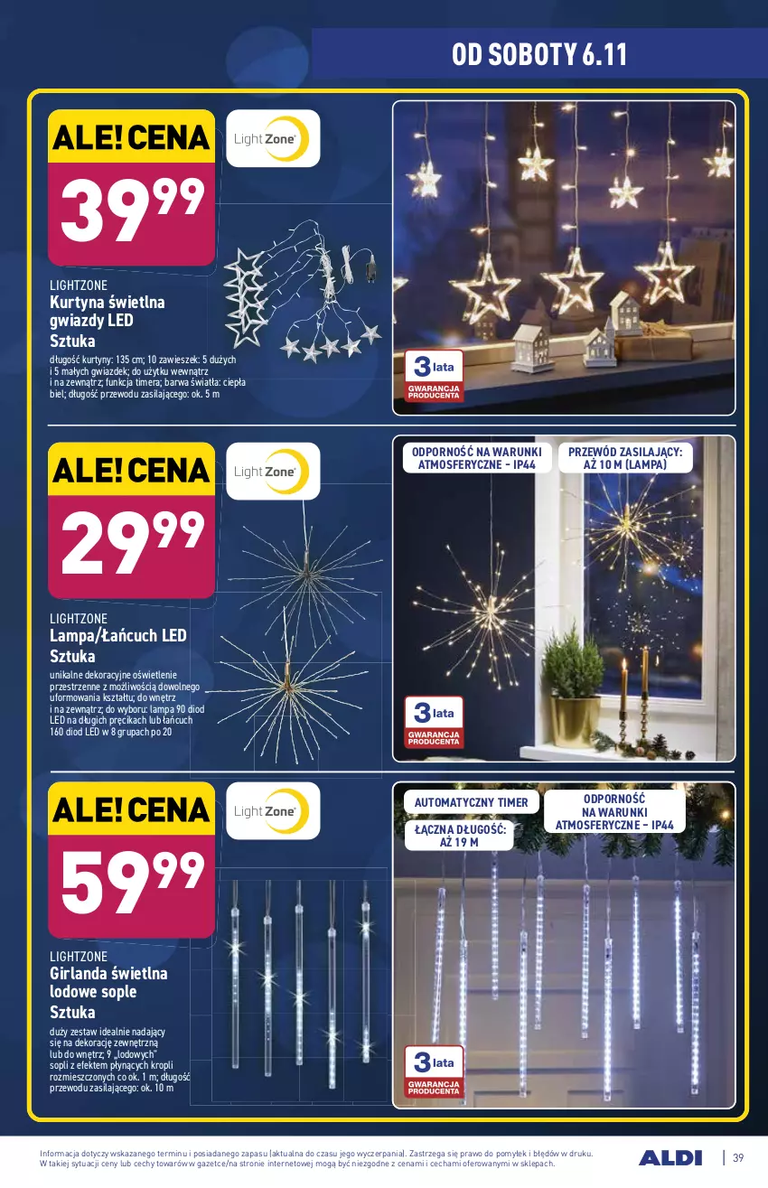 Gazetka promocyjna Aldi - ważna 02.11 do 06.11.2021 - strona 39 - produkty: Girlanda, Lampa, Por, Przewód