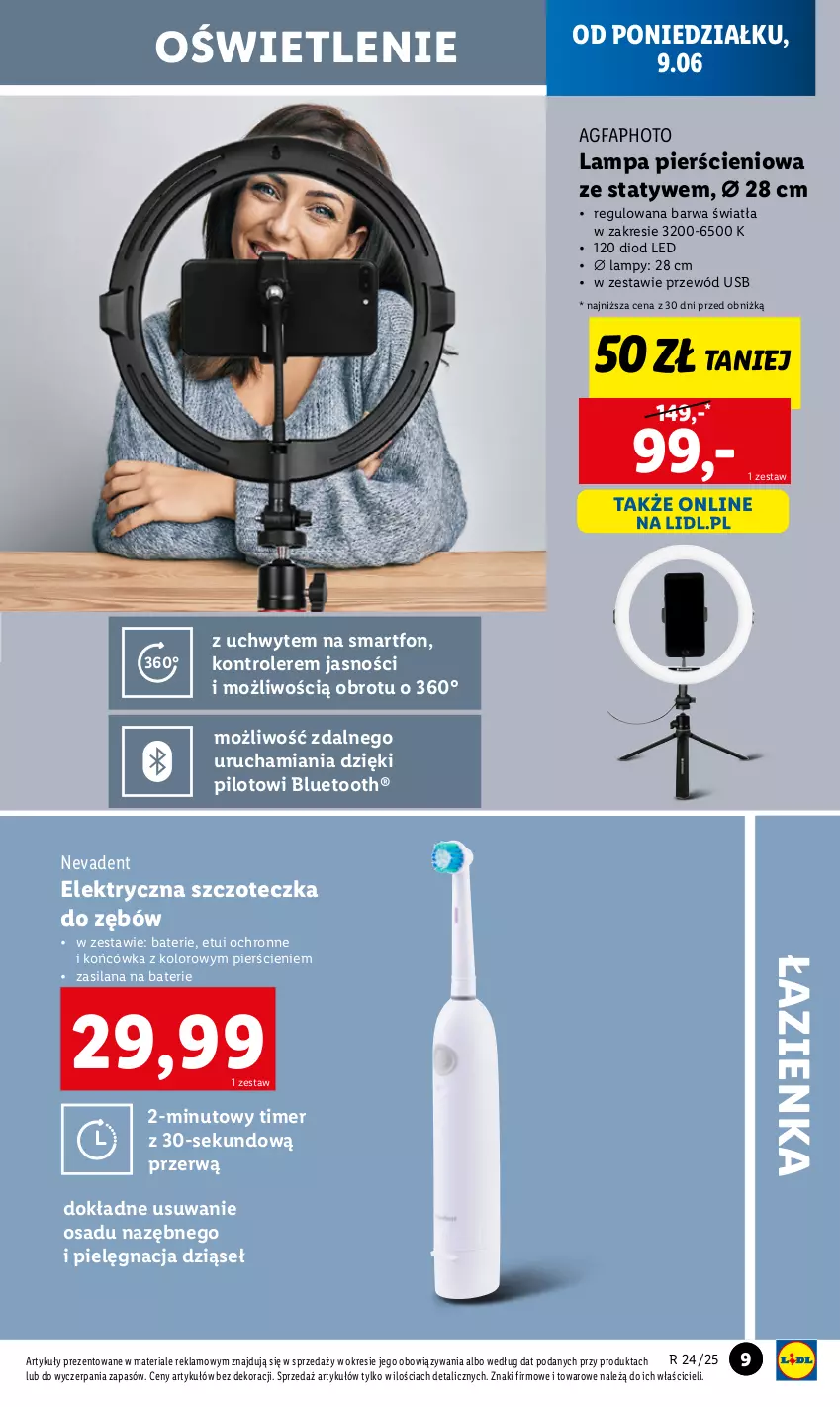 Gazetka promocyjna Lidl - GAZETKA - ważna 09.06 do 14.06.2025 - strona 11 - produkty: Elektryczna szczoteczka, Fa, Kontroler, Lampa, LANA, Przewód, Silan, Smartfon, Szczoteczka, Szczoteczka do zębów