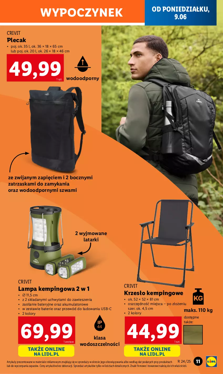 Gazetka promocyjna Lidl - GAZETKA - ważna 09.06 do 14.06.2025 - strona 15 - produkty: Akumulator, Krzesło, Lampa, Plecak, Por, Przewód, Silan