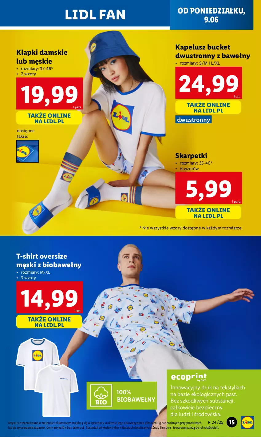 Gazetka promocyjna Lidl - GAZETKA - ważna 09.06 do 14.06.2025 - strona 23 - produkty: Fa, Karp, Klapki, Piec, Skarpetki, T-shirt