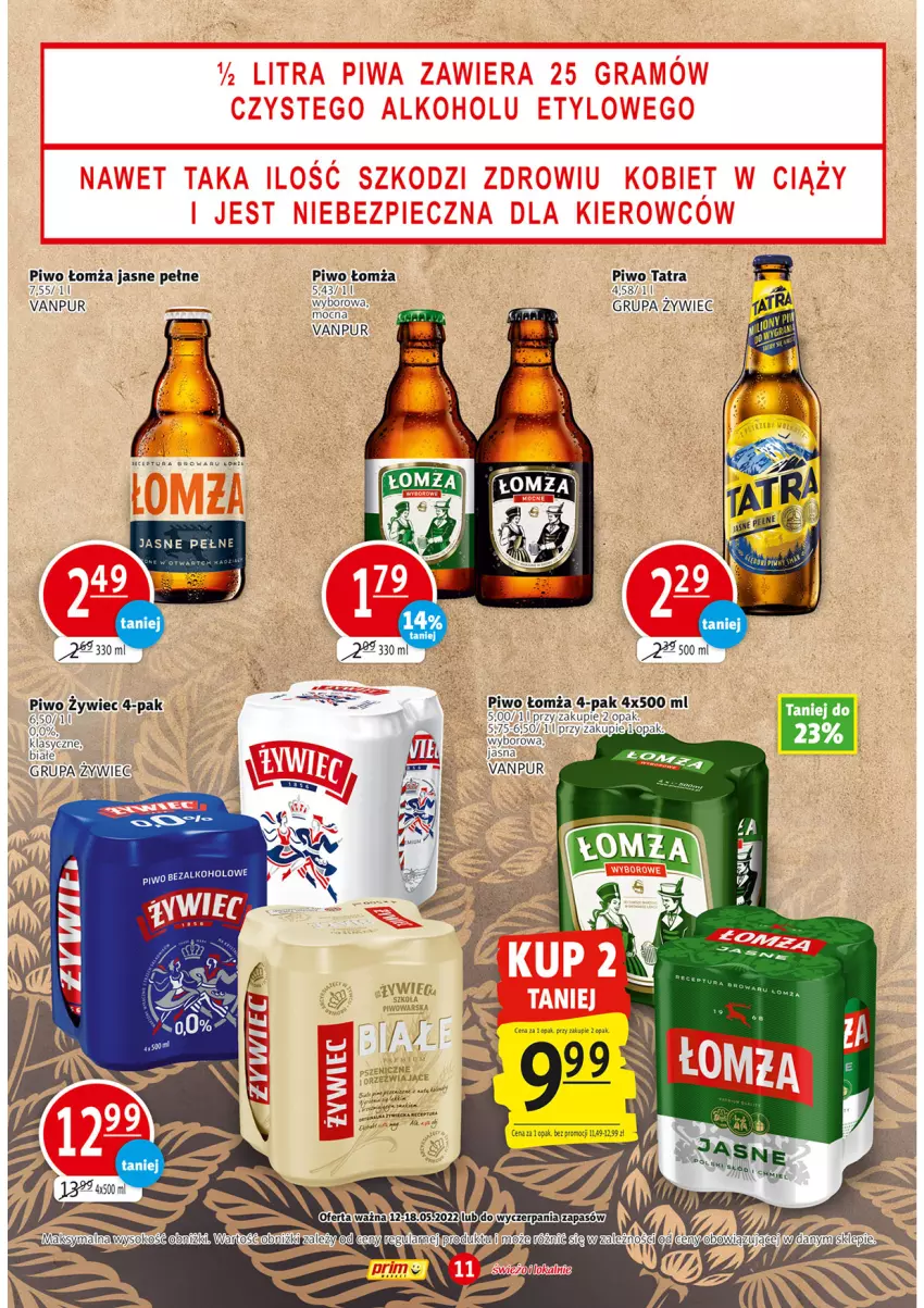 Gazetka promocyjna Prim Market - ważna 12.05 do 18.05.2022 - strona 11 - produkty: Piwo, Pur, Tatra, Wyborowa