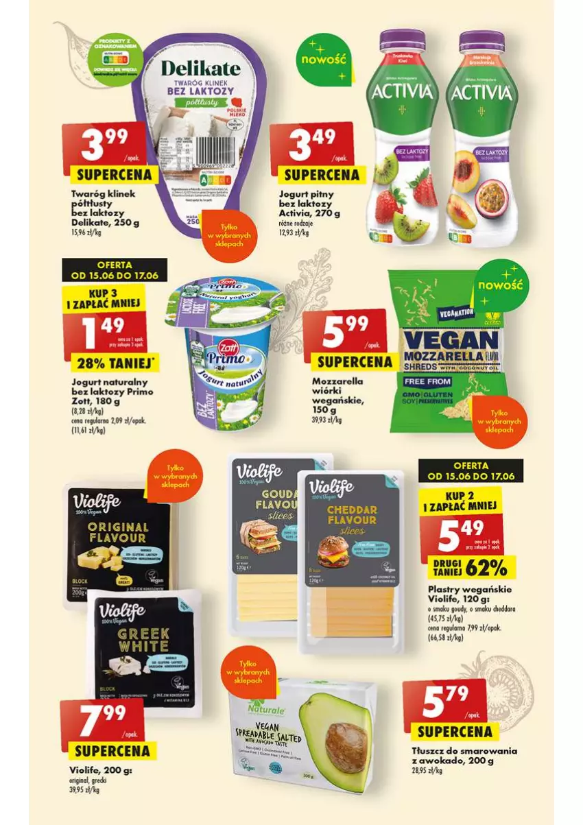 Gazetka promocyjna Biedronka - od Czwartku - ważna 15.06 do 21.06.2023 - strona 35 - produkty: Activia, Cheddar, Gin, Jogurt, Jogurt naturalny, Jogurt pitny, Mozzarella, Twaróg, Zott