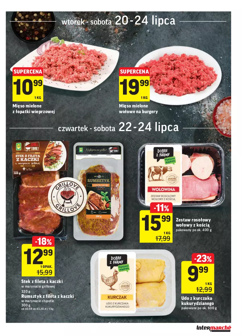 Gazetka promocyjna Intermarche - Gazetka promocyjna - ważna 20.07 do 26.07.2021 - strona 15 - produkty: Burger, Grill, Kurczak, Mięso, Mięso mielone, Mięso mielone z łopatki wieprzowej, Rum, Stek, Udo z kurczaka