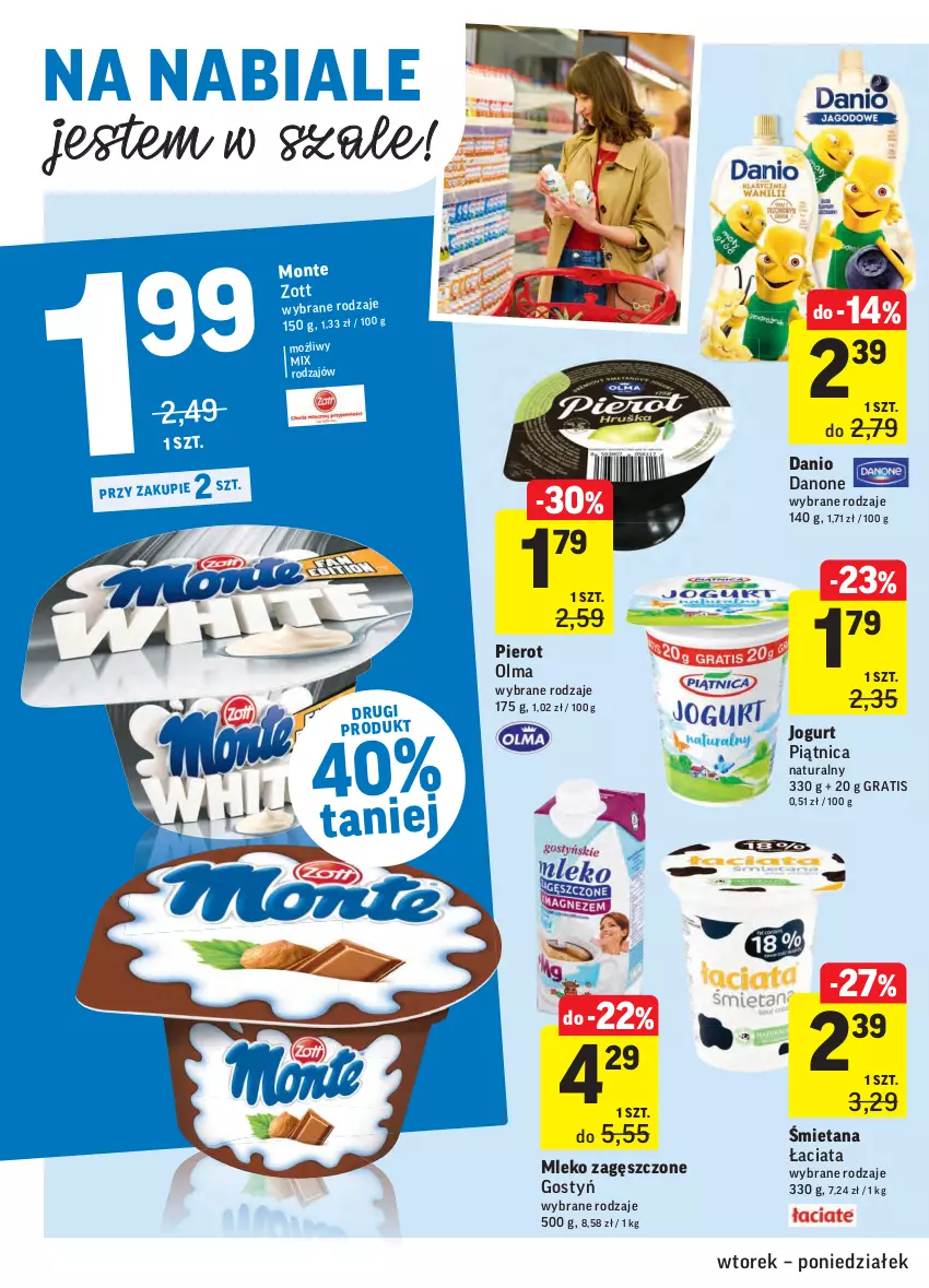 Gazetka promocyjna Intermarche - Gazetka promocyjna - ważna 20.07 do 26.07.2021 - strona 20 - produkty: Danio, Danone, Gra, Jogurt, Mleko, Mleko zagęszczone, Monte, Olma, Piątnica, Szal, Zott