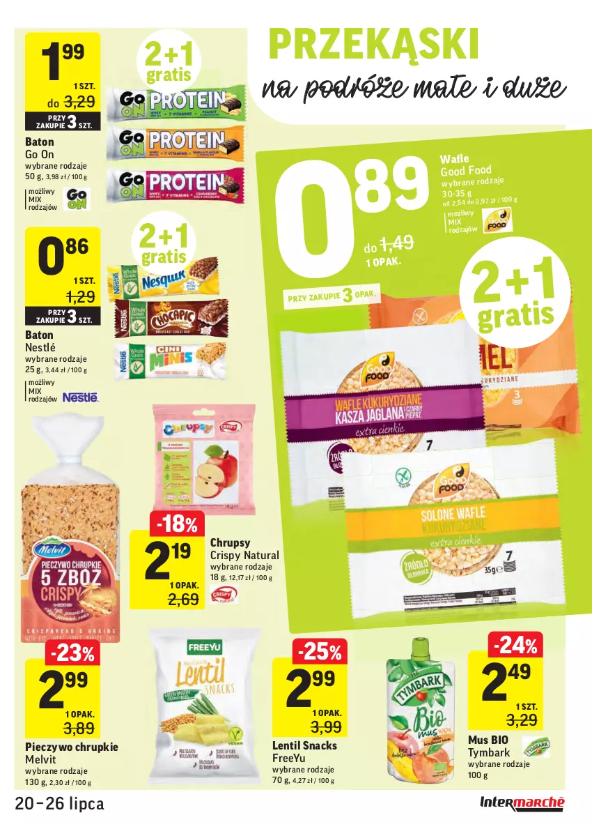 Gazetka promocyjna Intermarche - Gazetka promocyjna - ważna 20.07 do 26.07.2021 - strona 23 - produkty: Baton, Chrupki, Gra, Melvit, Mus, Nestlé, Piec, Pieczywo, Pieczywo chrupkie, Tymbark, Wafle