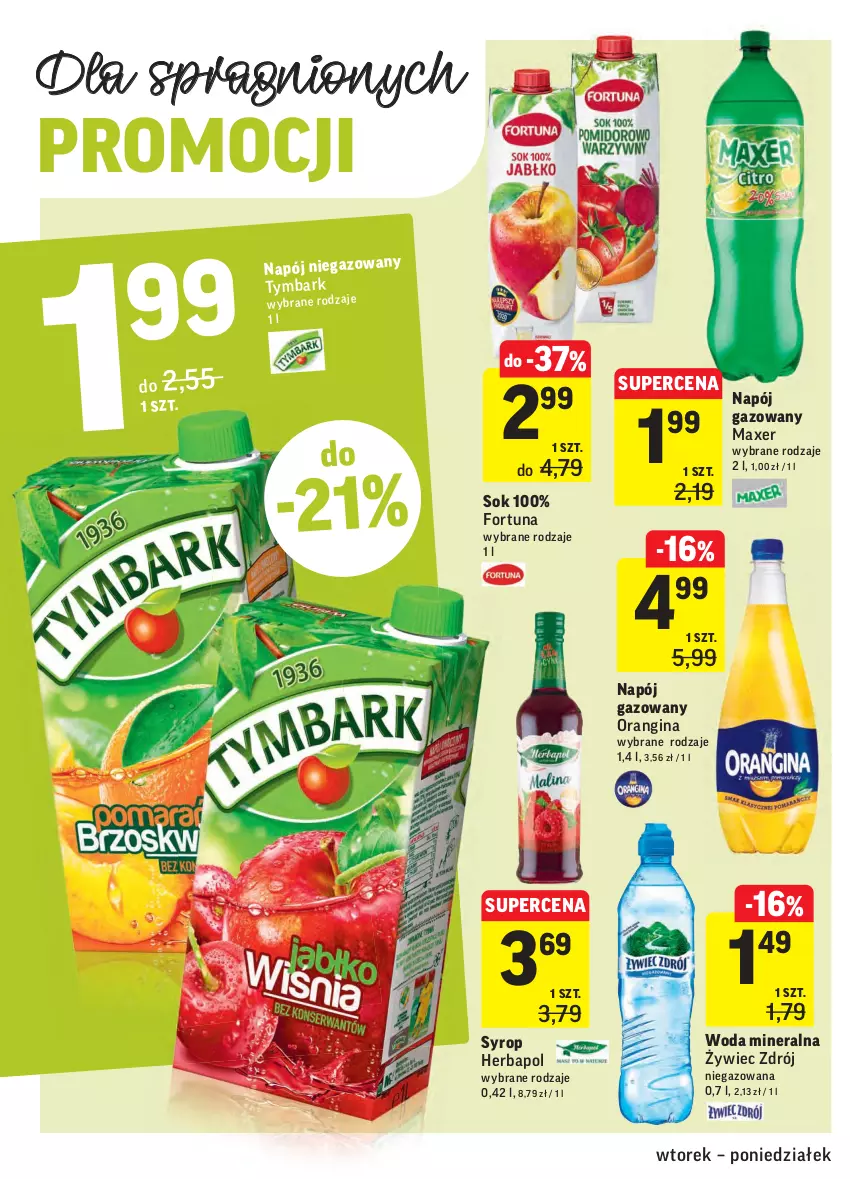 Gazetka promocyjna Intermarche - Gazetka promocyjna - ważna 20.07 do 26.07.2021 - strona 28 - produkty: Fortuna, Gin, Herbapol, Maxer, Napój, Napój gazowany, Sok, Syrop, Tymbark, Woda, Woda mineralna