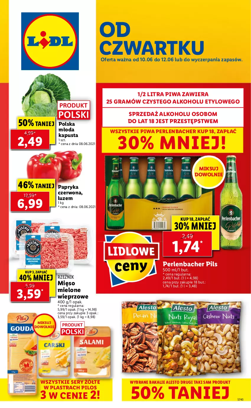 Gazetka promocyjna Lidl - GAZETKA - ważna 10.06 do 12.06.2021 - strona 1 - produkty: Gra, Mięso, Mięso mielone, NBA, Papryka, Papryka czerwona, Pilos, Piwa, Ser