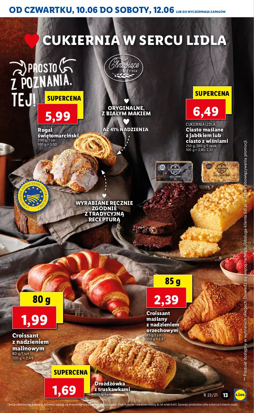 Gazetka promocyjna Lidl - GAZETKA - ważna 10.06 do 12.06.2021 - strona 13 - produkty: Croissant, Cukier, Gin, Rogal, Ser