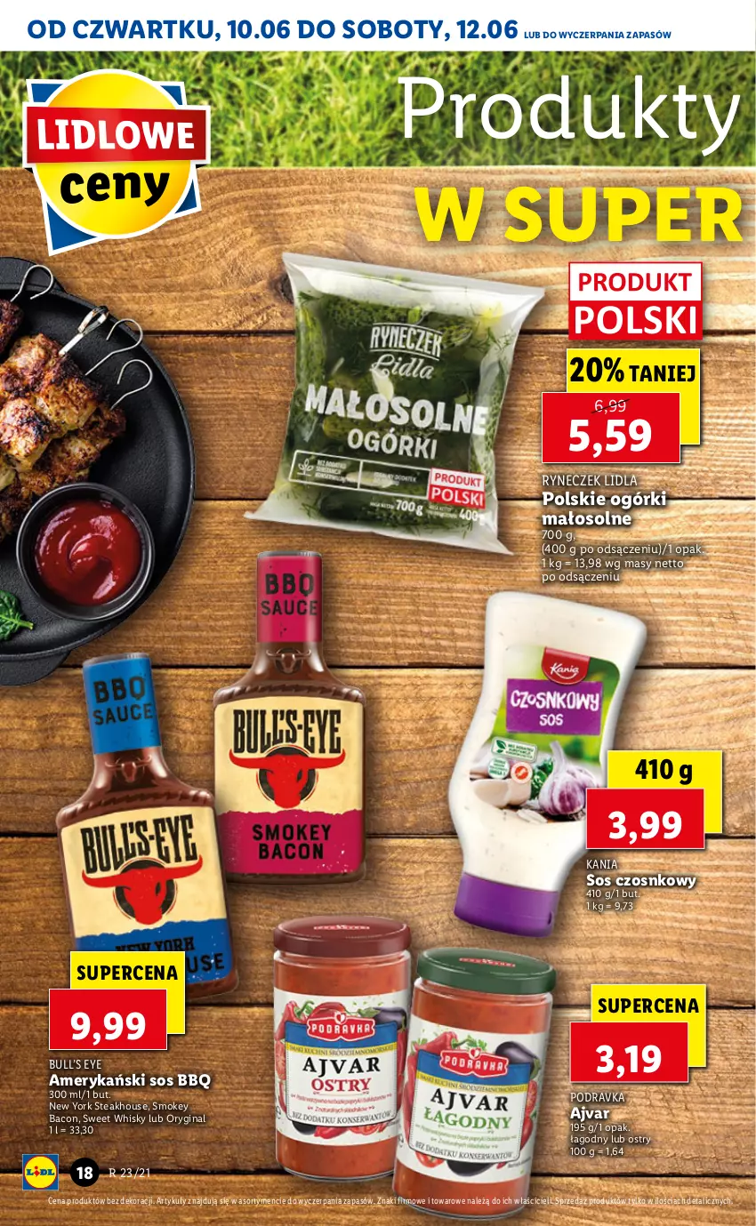 Gazetka promocyjna Lidl - GAZETKA - ważna 10.06 do 12.06.2021 - strona 18 - produkty: Gin, Podravka, Sos, Sos czosnkowy, Whisky