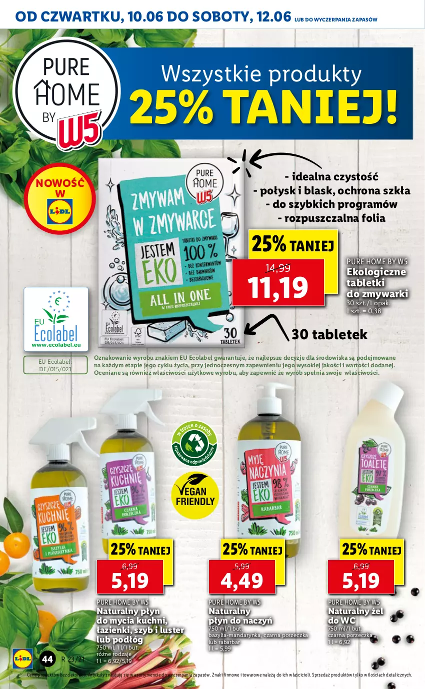 Gazetka promocyjna Lidl - GAZETKA - ważna 10.06 do 12.06.2021 - strona 44 - produkty: Bazyl, Bazylia, Gra, Płyn do mycia, Por, Pur, Sok, Tablet, Tabletki do zmywarki, Zmywarki