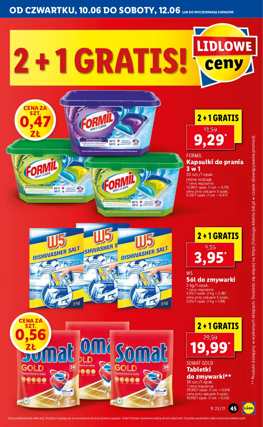 Gazetka promocyjna Lidl - GAZETKA - ważna 10.06 do 12.06.2021 - strona 45 - produkty: Gra, Kapsułki do prania, Sól, Somat, Somat gold, Tablet, Tabletki do zmywarki, Zmywarki