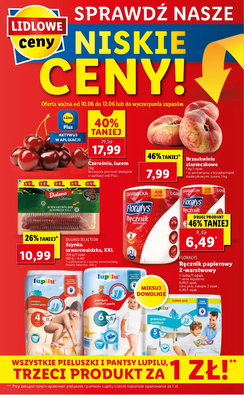 Gazetka promocyjna Lidl - GAZETKA - ważna 10.06 do 12.06.2021 - strona 48 - produkty: Brzoskwinie, Dulano, Flora, Papier, Por, Ręcznik, Szynka