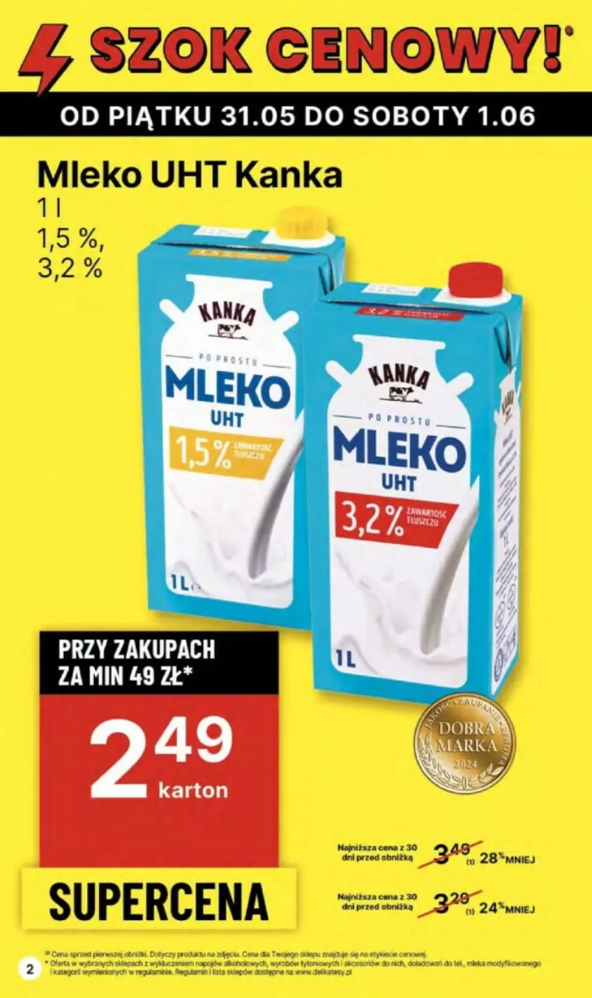 Gazetka promocyjna Delikatesy Centrum - ważna 30.05 do 05.06.2024 - strona 12 - produkty: Mleko