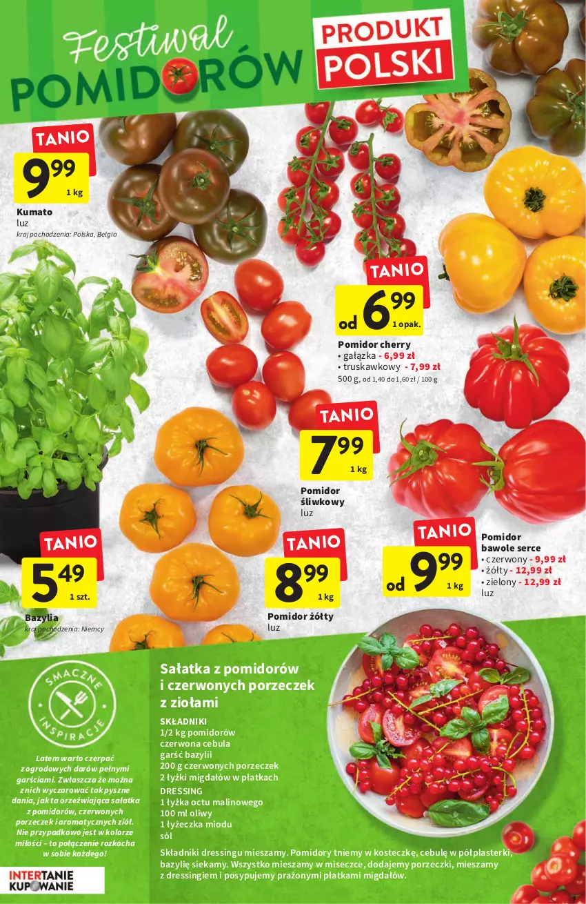 Gazetka promocyjna Intermarche - ważna 18.08 do 24.08.2022 - strona 11 - produkty: Bazyl, Bazylia, Cebula, Dres, Koc, LG, Plasterki, Pomidory, Por, Sałat, Sałatka, Ser, Sól