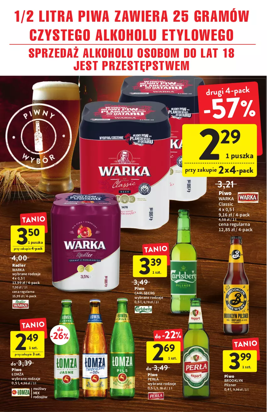 Gazetka promocyjna Intermarche - ważna 18.08 do 24.08.2022 - strona 30 - produkty: Carlsberg, Gra, Perła, Piwa, Piwo, Radler, Warka