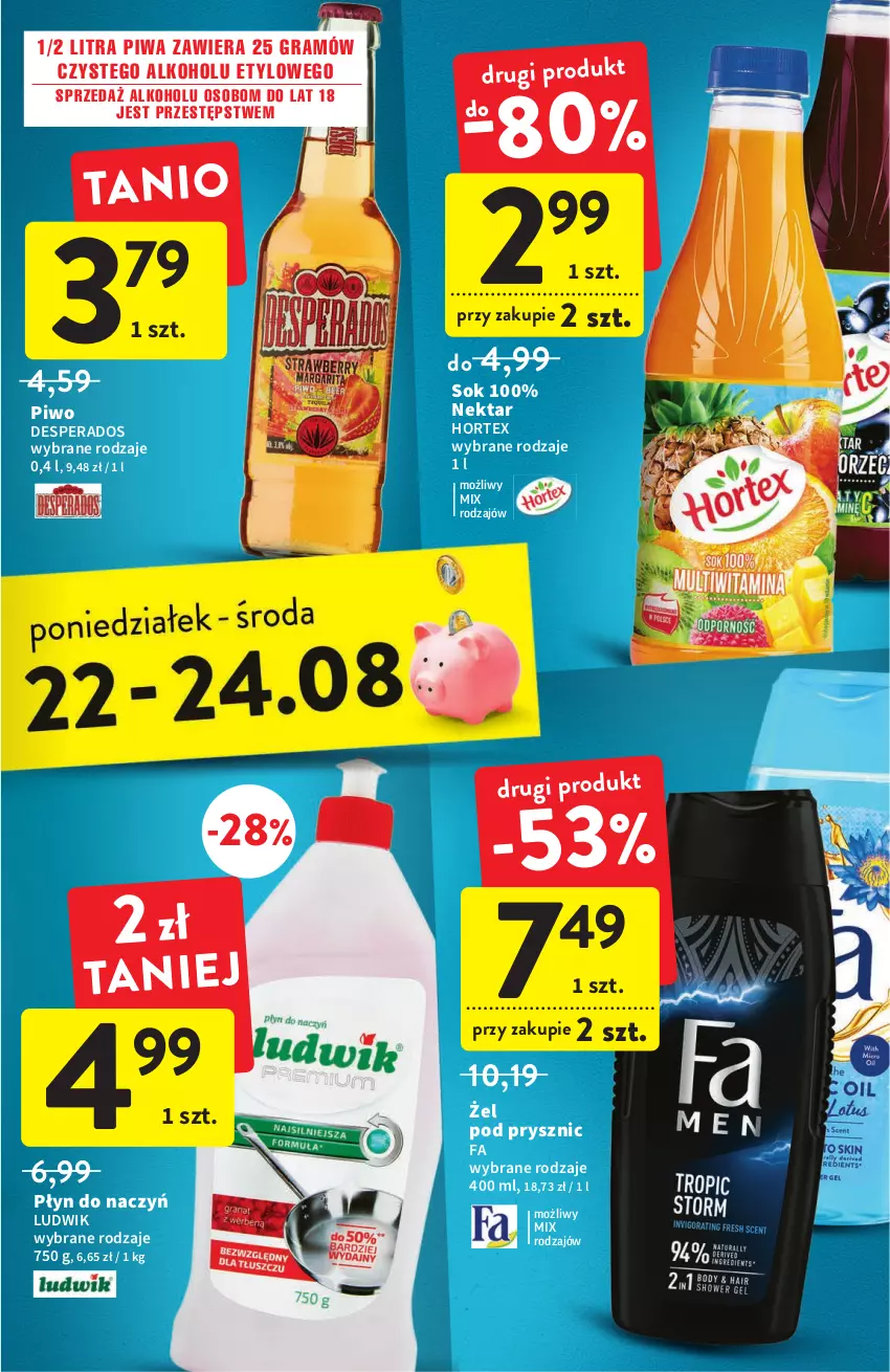 Gazetka promocyjna Intermarche - ważna 18.08 do 24.08.2022 - strona 37 - produkty: Desperados, Fa, Gra, Hortex, Ludwik, Nektar, Piwa, Piwo, Sok