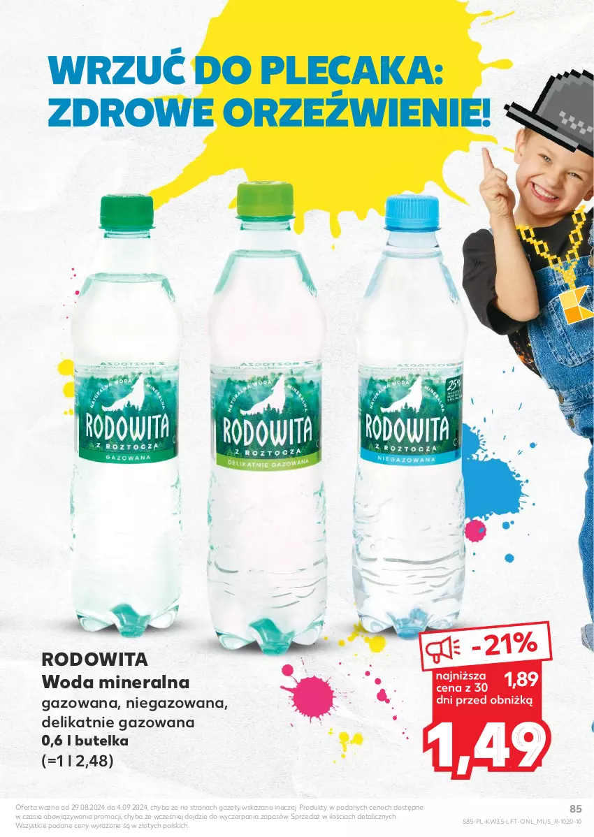 Gazetka promocyjna Kaufland - Gazetka tygodnia - ważna 29.08 do 04.09.2024 - strona 85 - produkty: Mus, Plecak, Woda, Woda mineralna