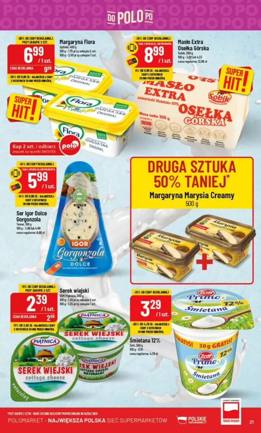 Gazetka promocyjna PoloMarket - ważna 27.09 do 03.10.2023 - strona 14 - produkty: Flora, Margaryna, Masło, Piątnica, Ser, Serek, Serek wiejski