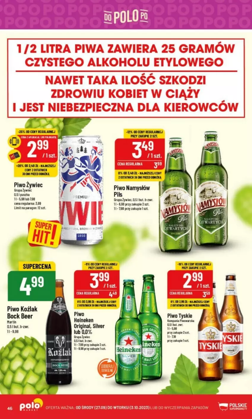 Gazetka promocyjna PoloMarket - ważna 27.09 do 03.10.2023 - strona 41 - produkty: Gin, Heineken, Namysłów, Noż, Piwo, Szal, Tyskie