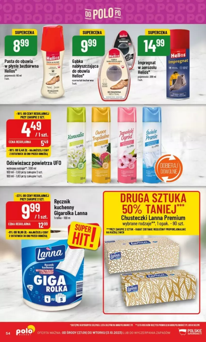 Gazetka promocyjna PoloMarket - ważna 27.09 do 03.10.2023 - strona 50 - produkty: Chusteczki, Helio, Odświeżacz powietrza, Por, Ręcznik, Ręcznik kuchenny