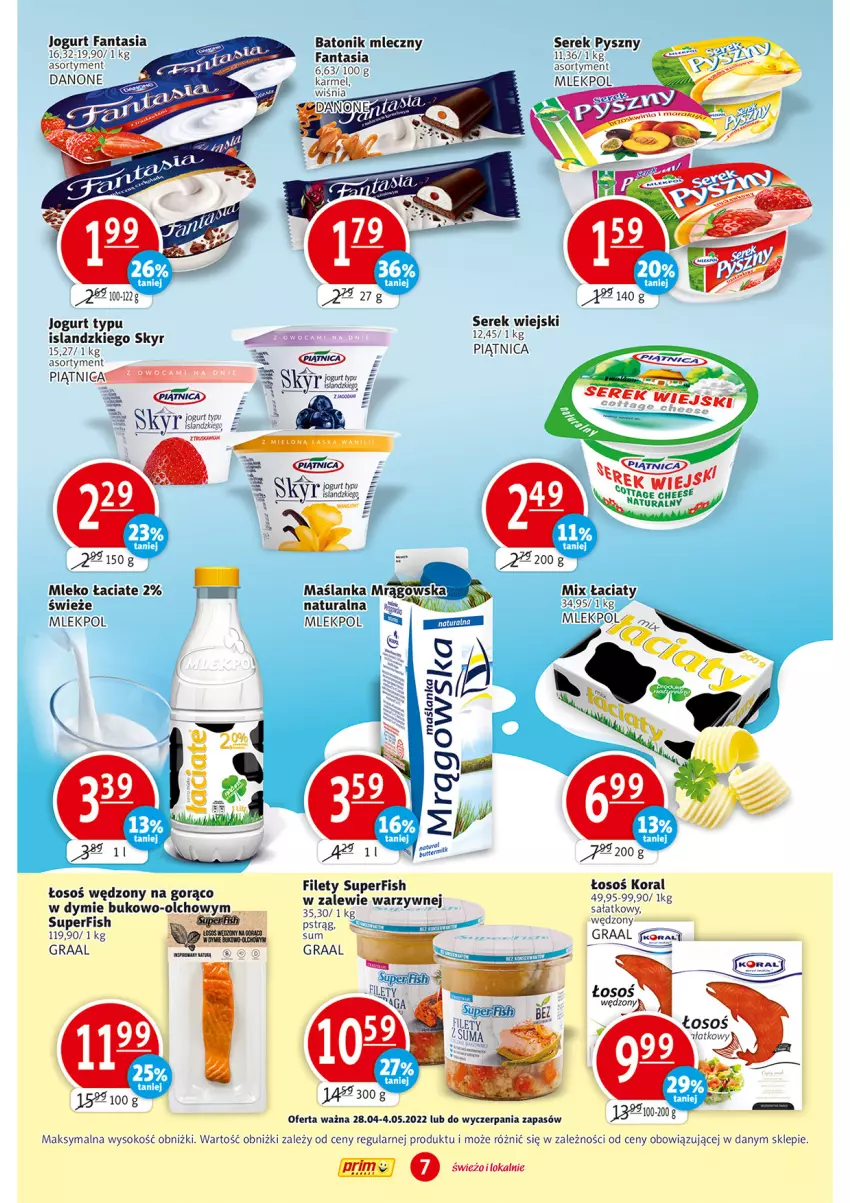 Gazetka promocyjna Prim Market - ważna 28.04 do 04.05.2022 - strona 7 - produkty: Baton, Fa, Fanta, Gra, Graal, Isla, Jogurt, Maślanka, Mleko, Sałat, Ser, Serek, Serek wiejski, Sok, Tonik