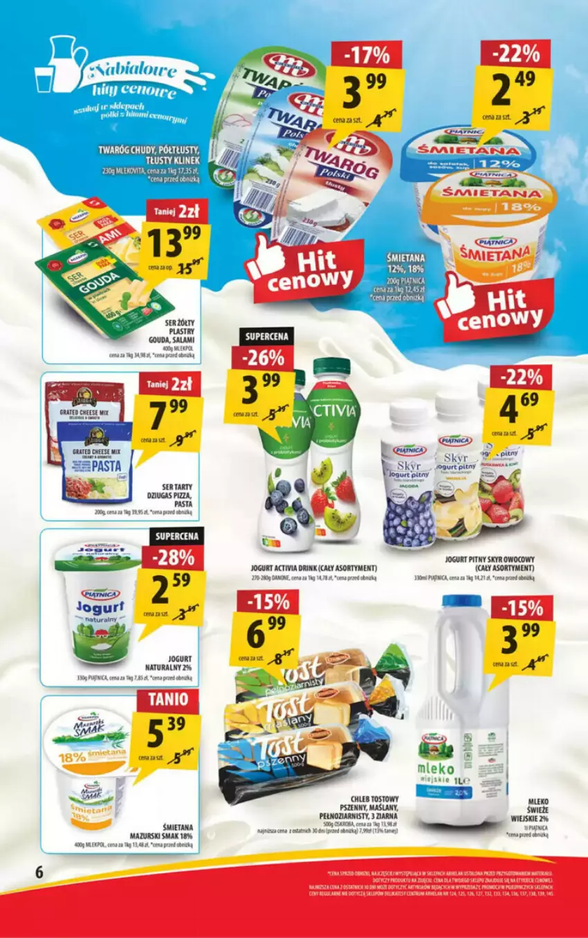 Gazetka promocyjna Arhelan - ważna 15.11.2023 do 24.11.2024 - strona 17 - produkty: Activia, Chleb, Chleb tostowy, Gouda, Jogurt, Kiwi, Mleko, Pizza, Salami, Ser, Tera