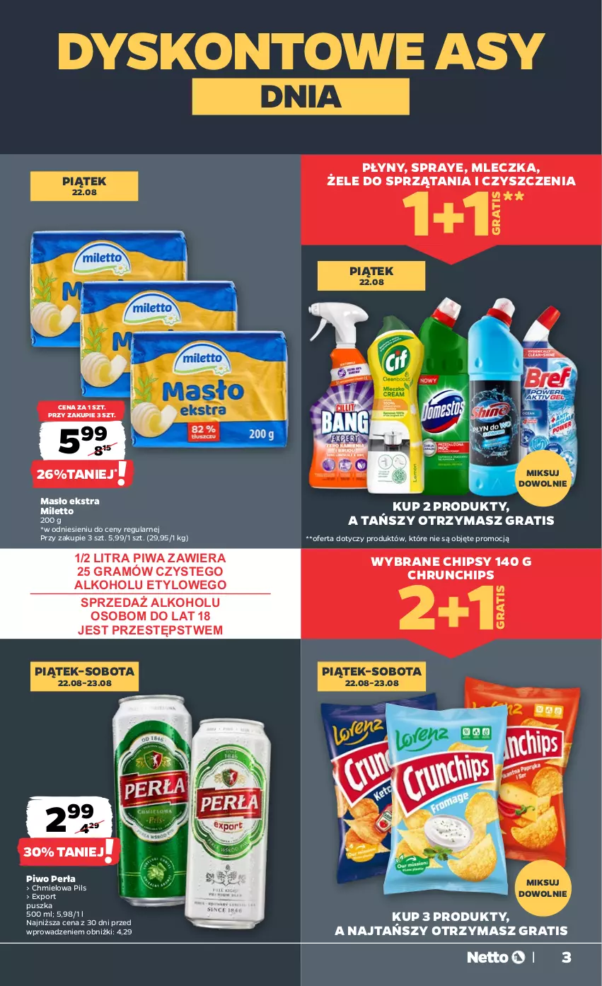 Gazetka promocyjna Netto - Od Czwartku - ważna 21.08 do 23.08.2025 - strona 3 - produkty: Chipsy, Gra, Masło, Perła, Piwa, Piwo, Por
