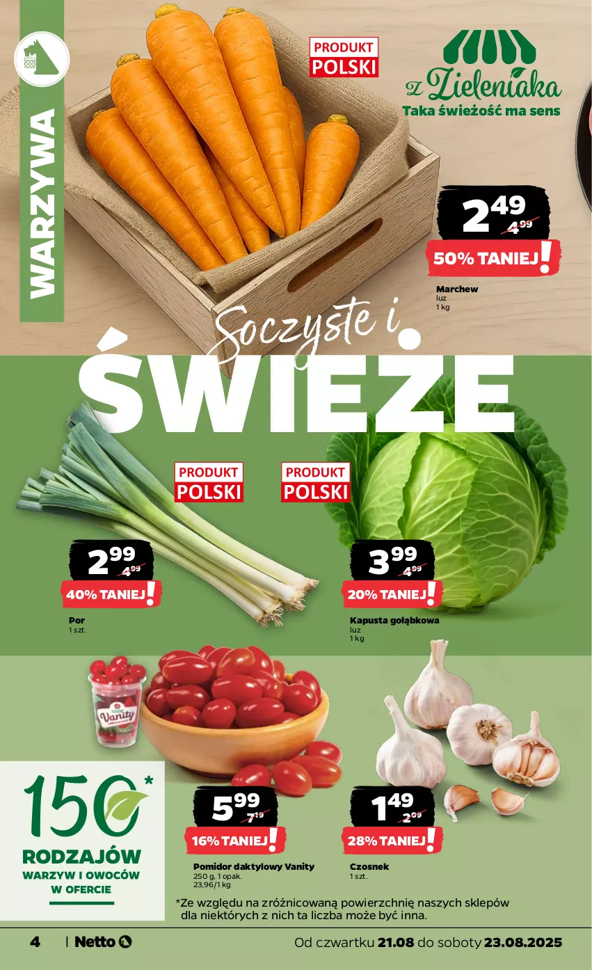 Gazetka promocyjna Netto - Od Czwartku - ważna 21.08 do 23.08.2025 - strona 4 - produkty: Czosnek, Por, Warzywa