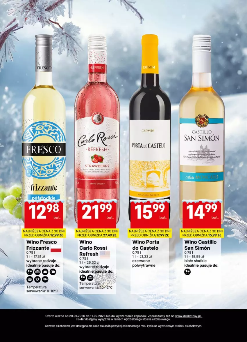 Gazetka promocyjna Delikatesy Centrum - Delibarek DC05-DC06 - ważna 29.01 do 11.02.2026 - strona 4 - produkty: Carlo Rossi, Fresco, Por, Rama, Ser, Wino