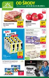 Gazetka promocyjna Stokrotka - Supermarket - Gazetka - ważna od 22.06 do 22.06.2022 - strona 1 - produkty: Mozzarella, Ser, Jaja, Mleczko, Czekolada, Boczek, Pomidory, Milka, Boczek wieprzowy, Mleko