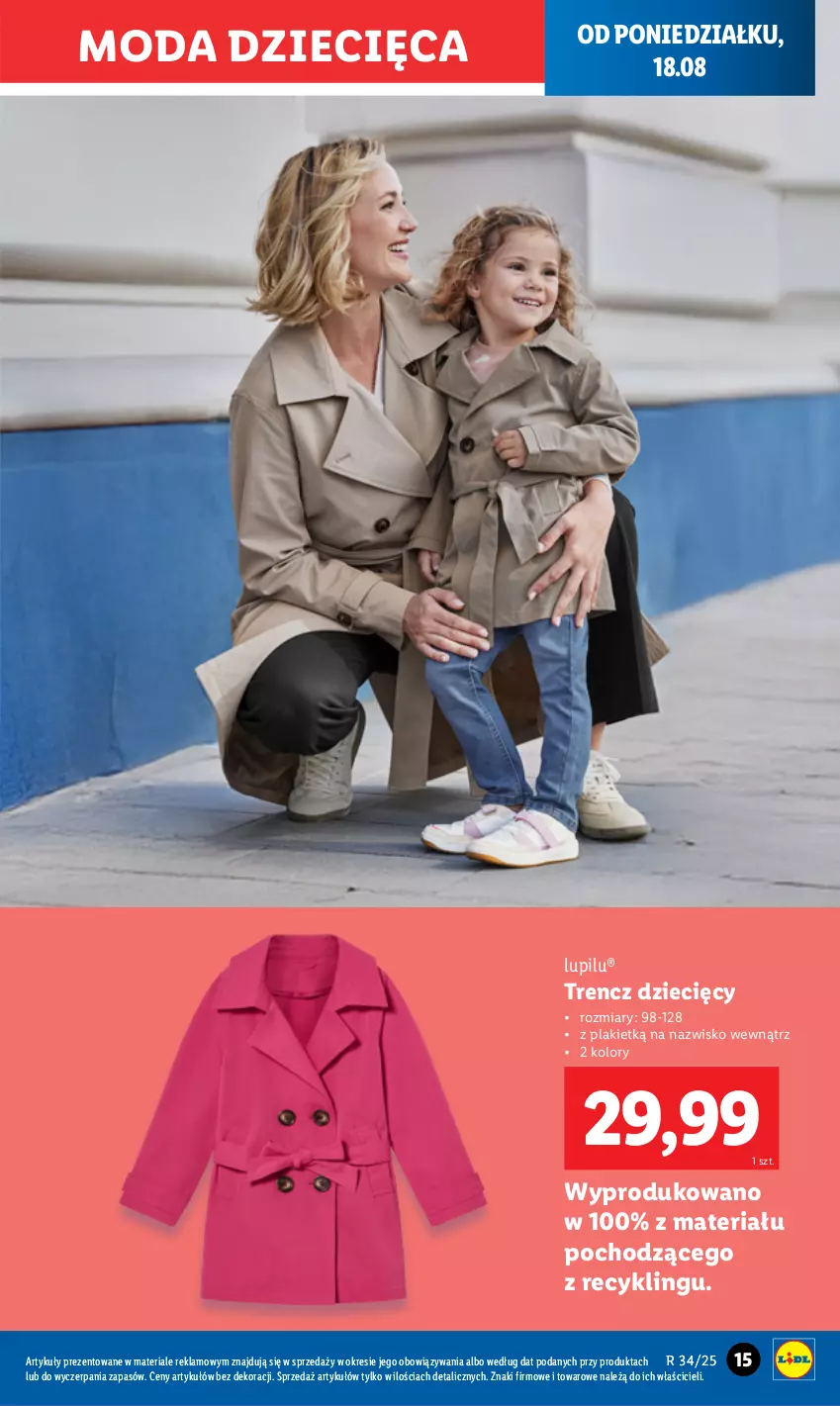 Gazetka promocyjna Lidl - GAZETKA - ważna 18.08 do 23.08.2025 - strona 17 - produkty: Dzieci, Moda, Trencz
