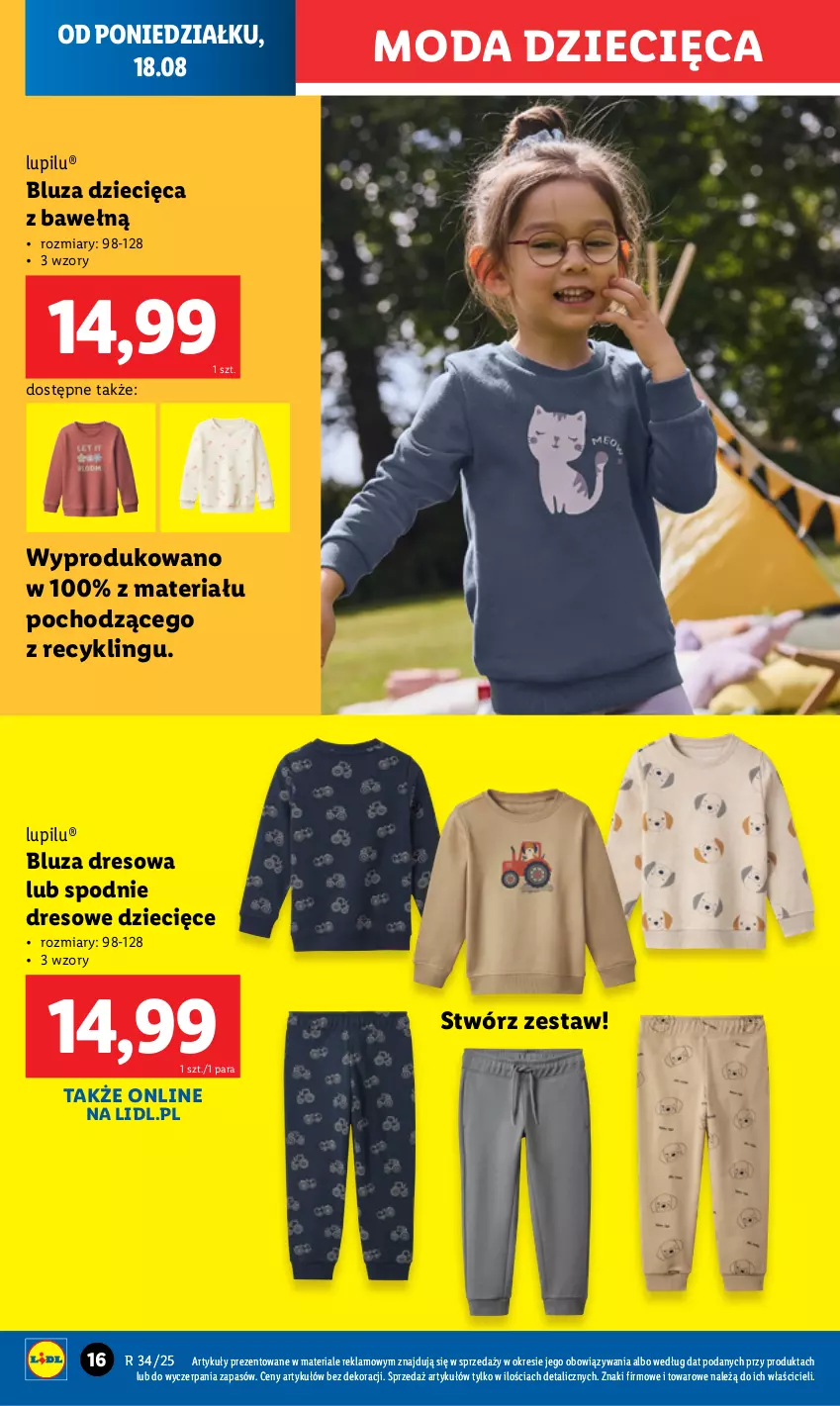 Gazetka promocyjna Lidl - GAZETKA - ważna 18.08 do 23.08.2025 - strona 18 - produkty: Bluza, Bluza dresowa, Dres, Dzieci, Moda, Spodnie, Spodnie dresowe