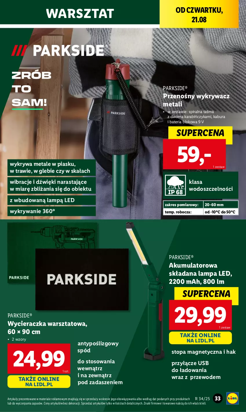 Gazetka promocyjna Lidl - GAZETKA - ważna 18.08 do 23.08.2025 - strona 35 - produkty: Akumulator, Bateria, Lampa, Lampa LED, Parkside, Top, Wycieraczka