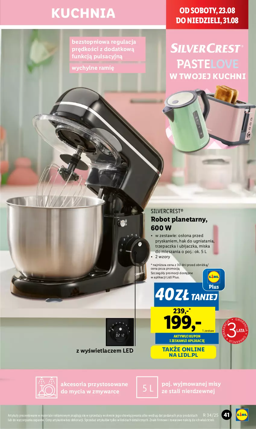 Gazetka promocyjna Lidl - GAZETKA - ważna 18.08 do 23.08.2025 - strona 43 - produkty: Kuchnia, Miska, Robot, Robot planetarny, Silvercrest, Top, Trzepaczka
