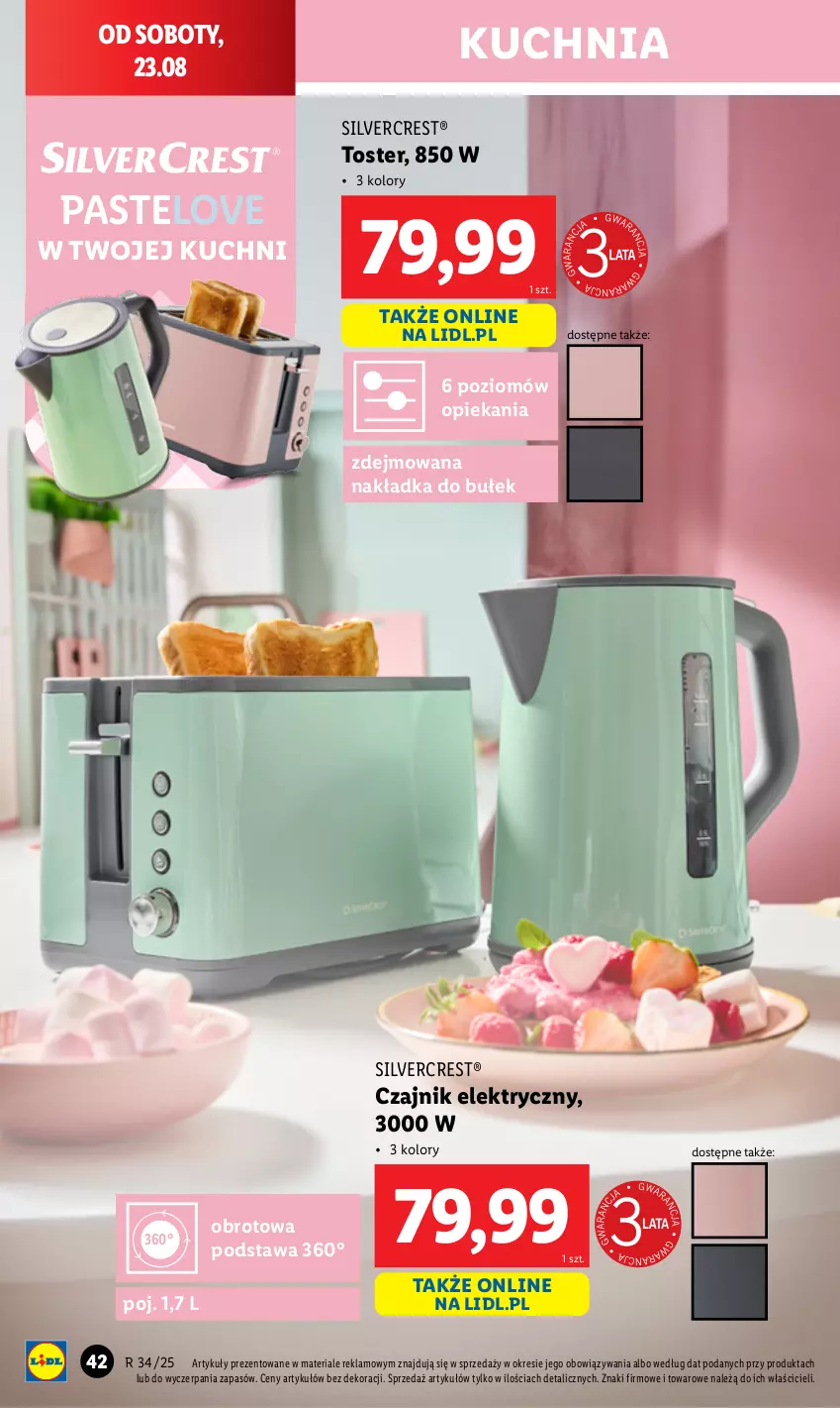 Gazetka promocyjna Lidl - GAZETKA - ważna 18.08 do 23.08.2025 - strona 44 - produkty: Czajnik, Czajnik elektryczny, Kuchnia, Silvercrest, Toster