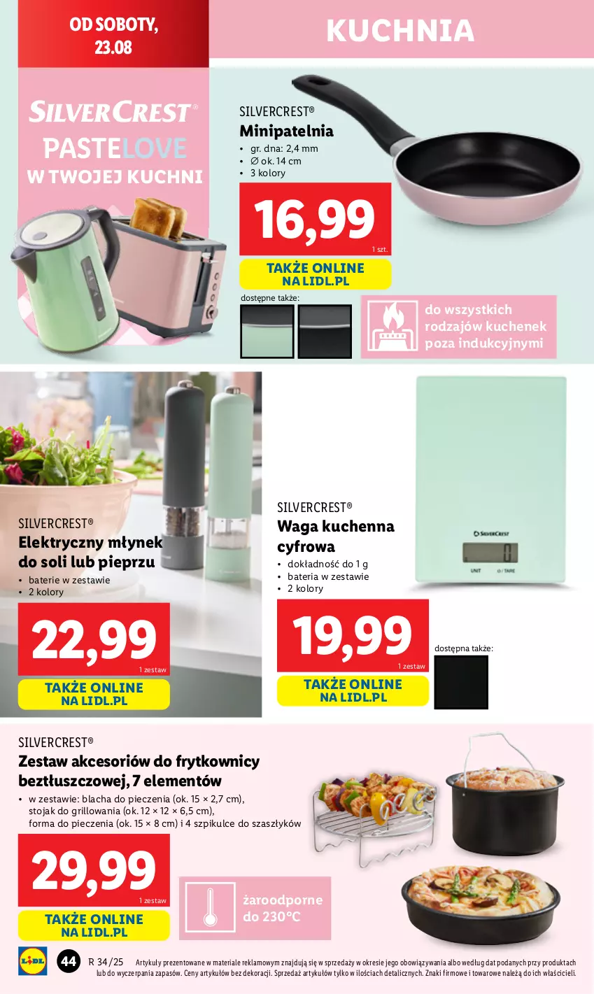 Gazetka promocyjna Lidl - GAZETKA - ważna 18.08 do 23.08.2025 - strona 46 - produkty: Bateria, Blacha do pieczenia, Forma do pieczenia, Grill, Kuchnia, Młynek, Patelnia, Piec, Pieprz, Por, Silvercrest, Stojak, Waga