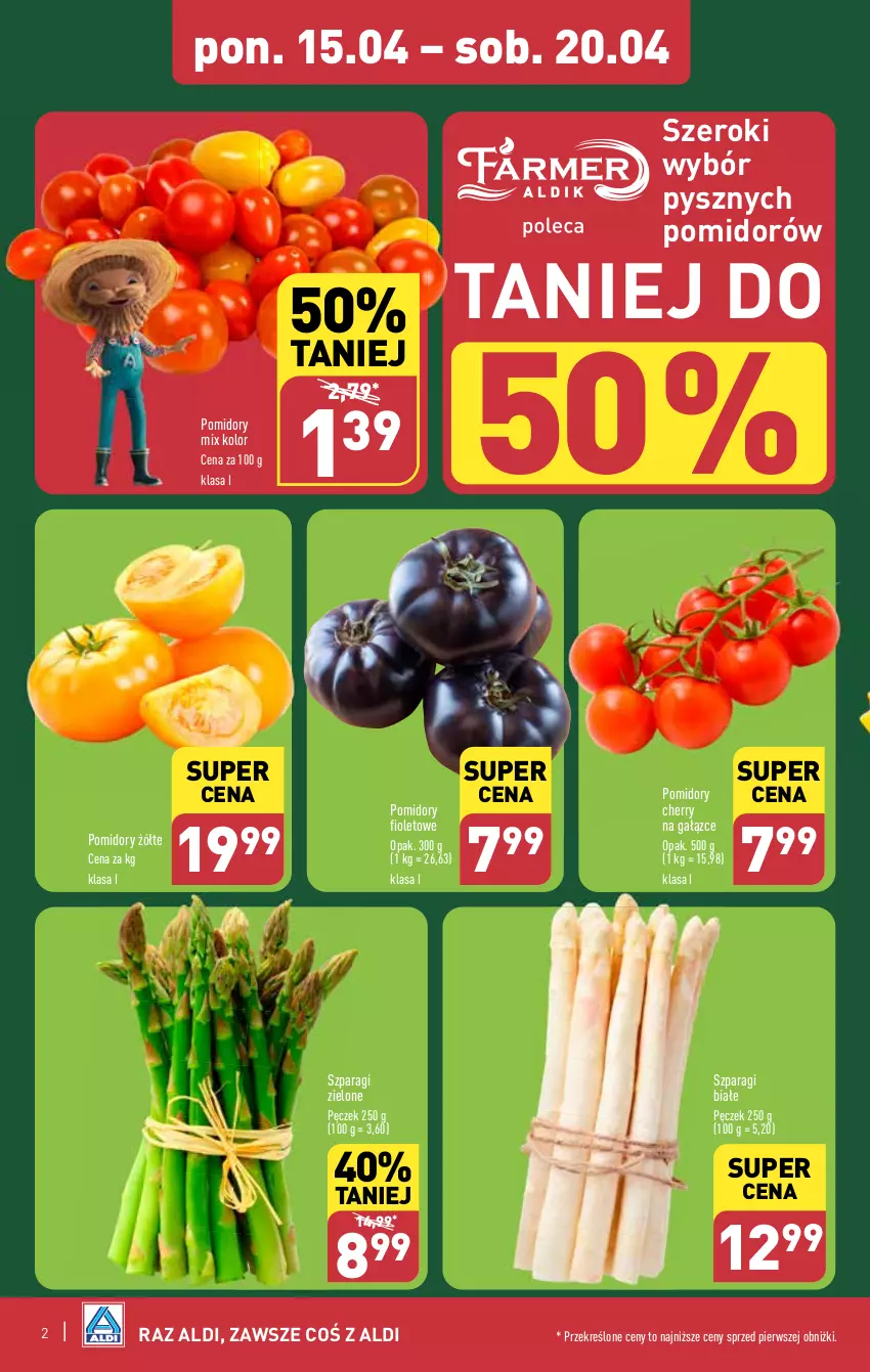 Gazetka promocyjna Aldi - Farmer Aldik poleca świeże owoce i warzywa - ważna 15.04 do 20.04.2024 - strona 2 - produkty: Pomidory