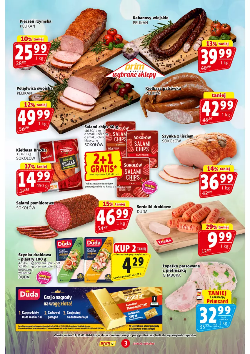 Gazetka promocyjna Prim Market - ważna 19.02 do 25.02.2026 - strona 3 - produkty: Beko, Duda, Kiełbasa, LG, Piec, Pieczeń rzymska, Por, Salami, Ser, Serdelki, Sok, Sokołów, Szynka
