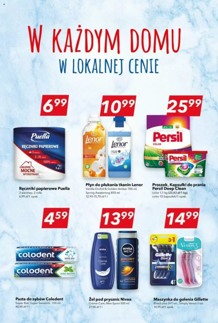 Gazetka promocyjna Lewiatan - ważna 20.06 do 26.06.2024 - strona 14 - produkty: Gillette, Lenor, Maszynka, Maszynka do golenia, Nivea, Papier, Pasta do zębów, Persil, Płyn do płukania, Por, Ręcznik, Ręczniki papierowe, Rolki, Sport, Szynka, Venus