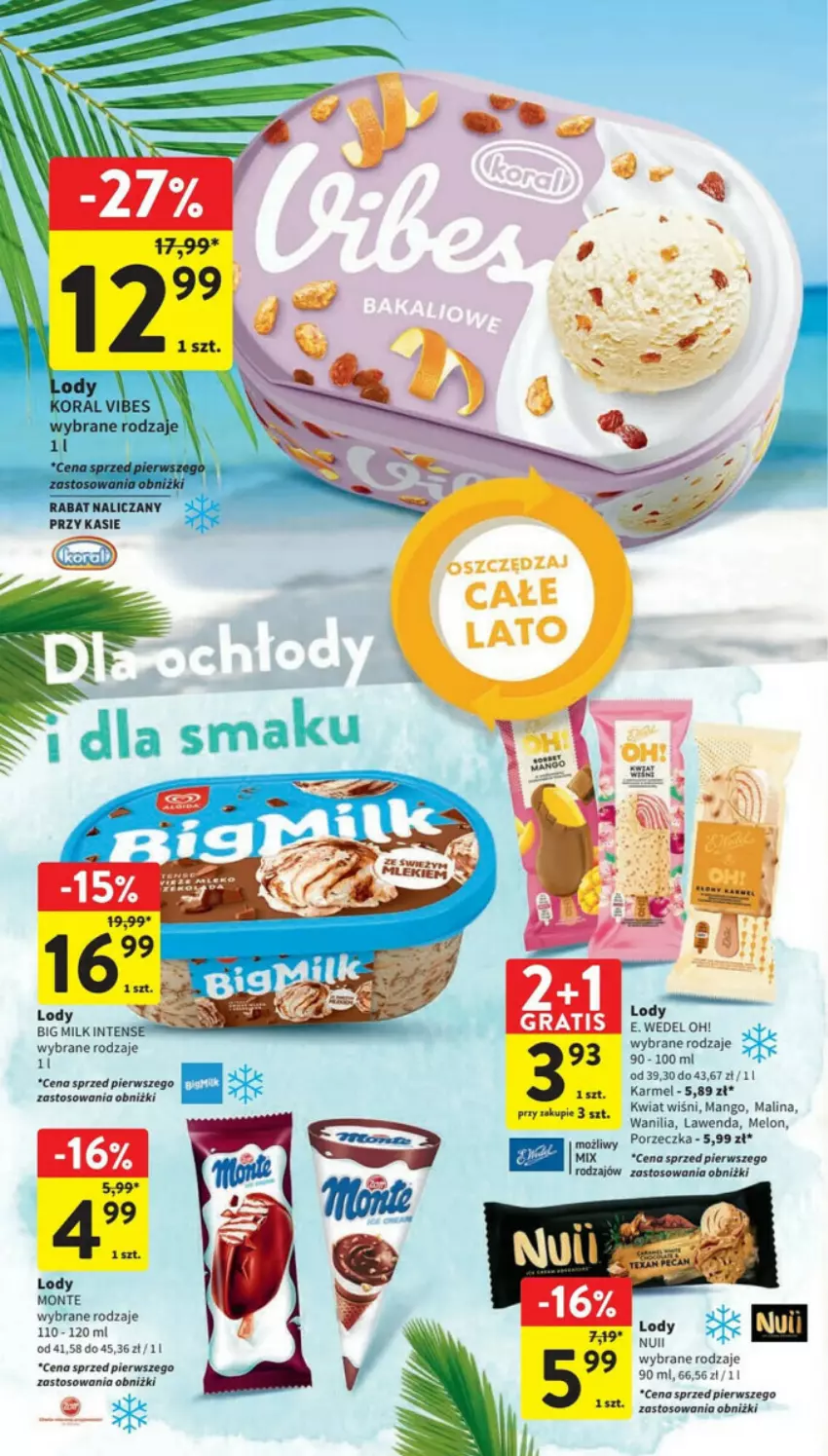 Gazetka promocyjna Intermarche - ważna 24.08 do 30.08.2023 - strona 15 - produkty: Big Milk, Lody, Mango, Melon, Monte, Por