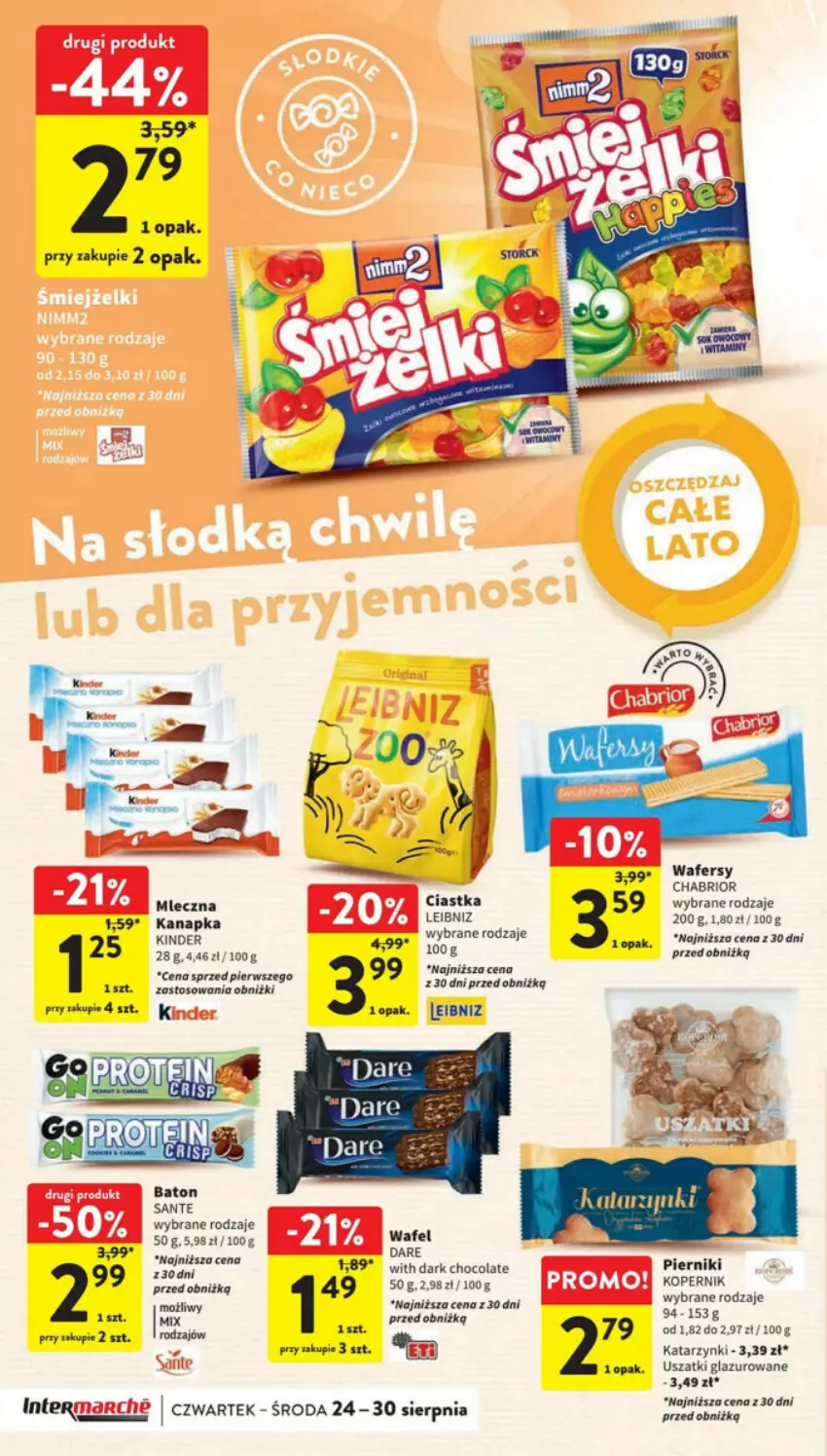 Gazetka promocyjna Intermarche - ważna 24.08 do 30.08.2023 - strona 17 - produkty: Baton, Chabrior, Ciastka, Kinder, Lazur, Piernik, Sante